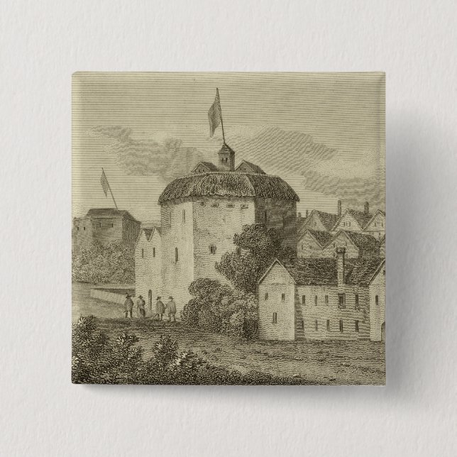 Bóton Quadrado 5.08cm Teatro de The Globe no Bankside como apareceu i (Frente)