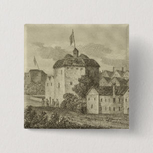 Bóton Quadrado 5.08cm Teatro de The Globe no Bankside como apareceu i