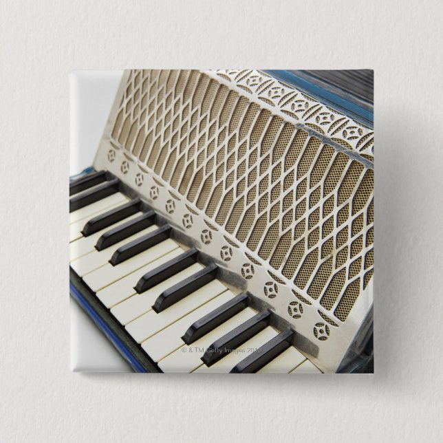Bóton Quadrado 5.08cm Teclado Acordeão antigo (Frente)
