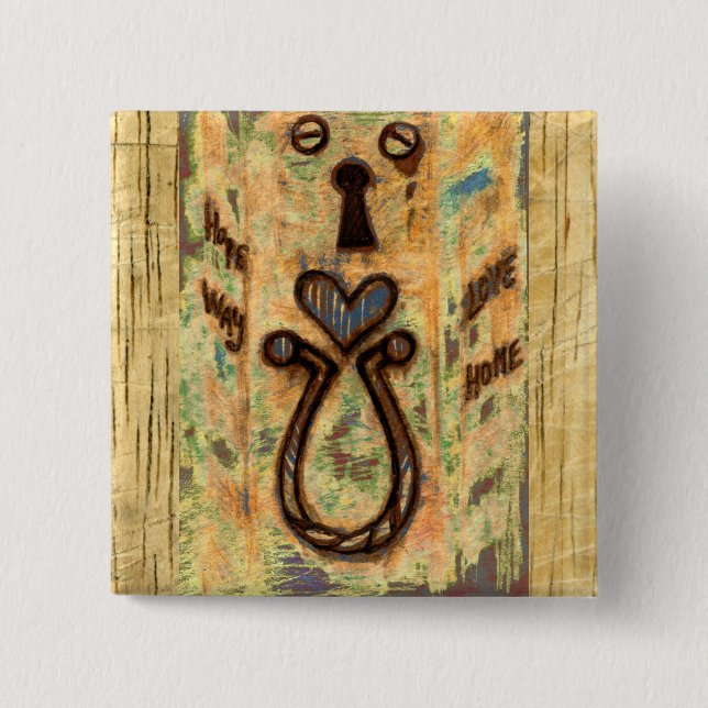 Bóton Quadrado 5.08cm Teclado e Coração (Frente)