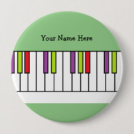 Bóton Quadrado 5.08cm Teclas de Piano Coloridas Música Nome Personalizad