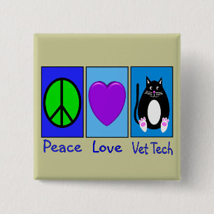 Bóton Quadrado 5.08cm Tecnologia do veterinário do amor da paz