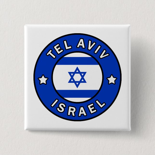 Bóton Quadrado 5.08cm Tel Aviv Israel (Frente)