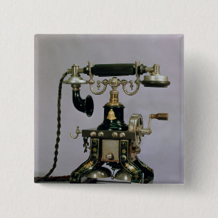 Bóton Quadrado 5.08cm Telefone, serviço telefónico nacional, EUA, 1890
