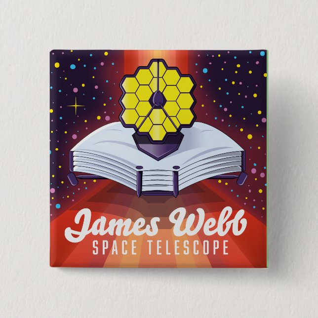 Bóton Quadrado 5.08cm Telescópio Espacial James Webb. (Frente)