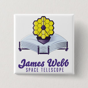 Bóton Quadrado 5.08cm Telescópio Espacial James Webb. Botao