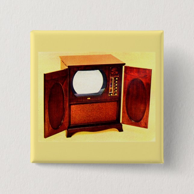 Bóton Quadrado 5.08cm televisor n.o 1 de cerca de 1950 (Frente)