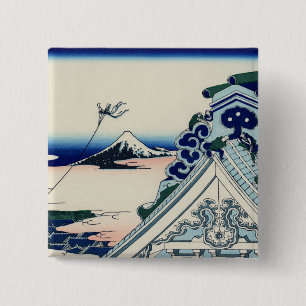 Bóton Quadrado 5.08cm Templo de Asakusa Honganji na capital oriental