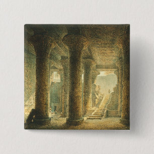 Bóton Quadrado 5.08cm Templo Egípcio Antigo de Esna