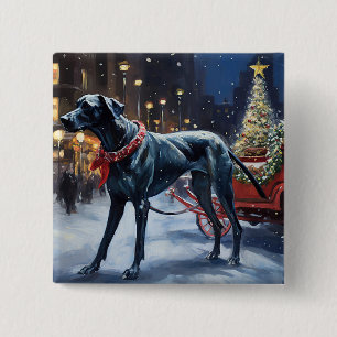 Bóton Quadrado 5.08cm Temporada Festiva de Natal do Great Dane