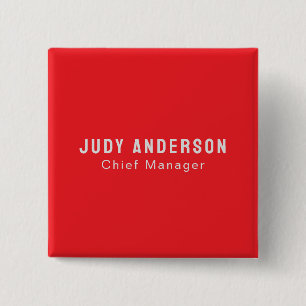 Bóton Quadrado 5.08cm Tendência Vermelho Brilhante Profissional Simples 