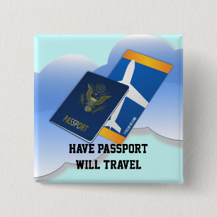 Bóton Quadrado 5.08cm Tenham Passaporte, Will Viagem