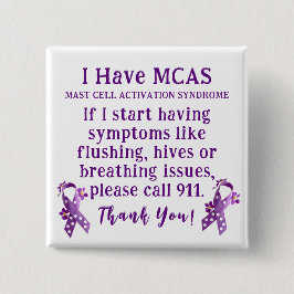 Bóton Quadrado 5.08cm Tenho alerta de síndrome de ativação de células ma