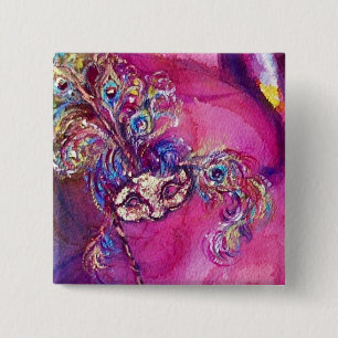 Bóton Quadrado 5.08cm TERCEIRA MÁSCARA - / Mascarada de Mardi Gras Venez