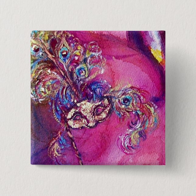 Bóton Quadrado 5.08cm TERCEIRA MÁSCARA - / Mascarada de Mardi Gras Venez (Frente)