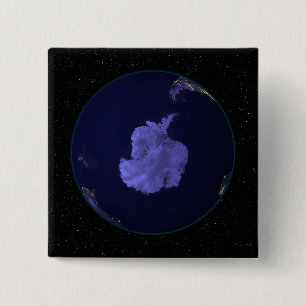 Bóton Quadrado 5.08cm Terra completa na noite que mostra as luzes 7 da