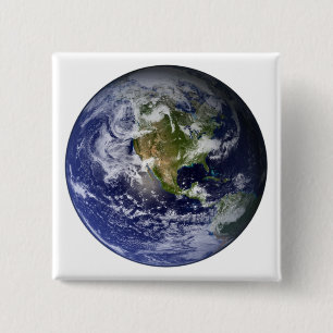 Bóton Quadrado 5.08cm Terra completa que mostra America do Norte