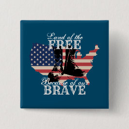 Bóton Quadrado 5.08cm Terra da Liberdade Moderna dos EUA