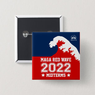 Bóton Quadrado 5.08cm Terra de Deus MAGA Red Wave 2022 Midterms