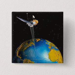 Bóton Quadrado 5.08cm Terra de órbita satélite 6