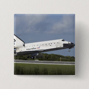 Bóton Quadrado 5.08cm Terras da descoberta do vaivém espacial na pista