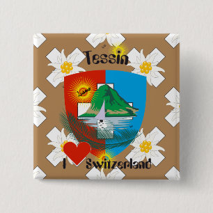 Bóton Quadrado 5.08cm Tessin - Ticino Suíça - Svizzera Button