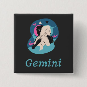 Bóton Quadrado 5.08cm Teste de sinal zodiótico Gemini