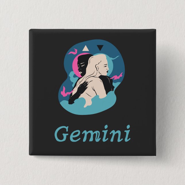 Bóton Quadrado 5.08cm Teste de sinal zodiótico Gemini (Frente)