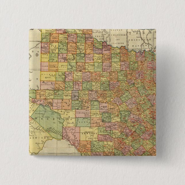 Bóton Quadrado 5.08cm Texas por Rand McNally (Frente)