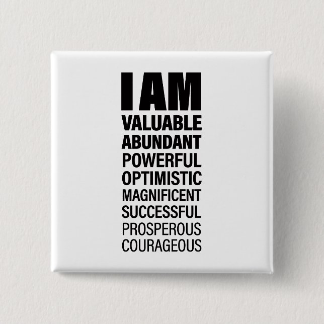 Bóton Quadrado 5.08cm Texto legal Êxito Gráfico Afirmação Texto do WordA (Frente)