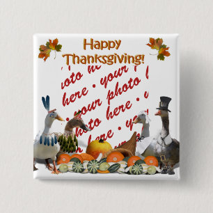 Bóton Quadrado 5.08cm Thanksgiving Ducks