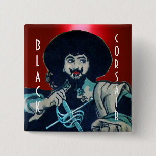 Bóton Quadrado 5.08cm THE BLACK CORSAIR gem red