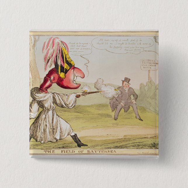 Bóton Quadrado 5.08cm The Field de Battersea, 1829 (Frente)