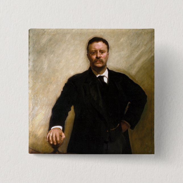 Bóton Quadrado 5.08cm Theodore Roosevelt (Frente)