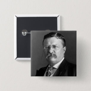 Bóton Quadrado 5.08cm Theodore Roosevelt Teddy Presidente Republicano