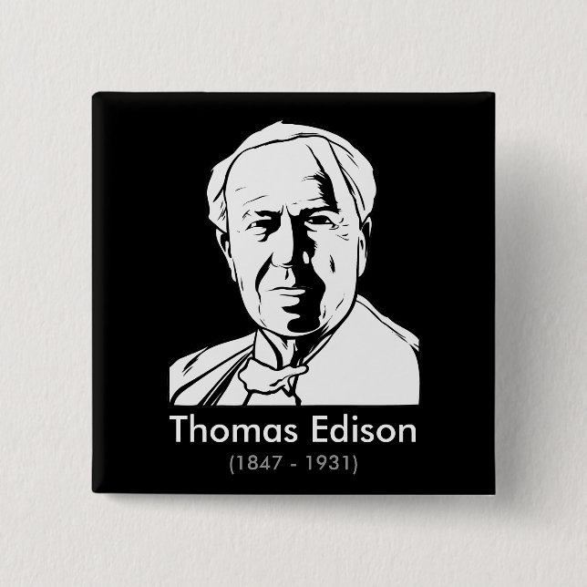 Bóton Quadrado 5.08cm Thomas Edison - gênio real (Frente)