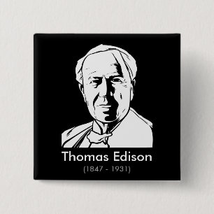 Bóton Quadrado 5.08cm Thomas Edison - gênio real