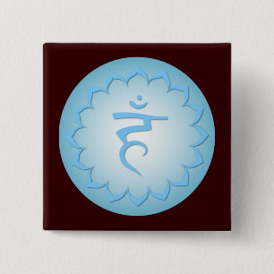 Bóton Quadrado 5.08cm Throat Chakra - Azul Claro