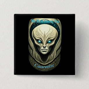 Bóton Quadrado 5.08cm Thunder_Cove da Cabeça do Crânio da alienígena