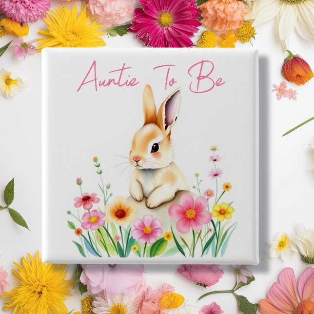 Bóton Quadrado 5.08cm Tia A Ser | Woodland Themed Chá de fraldas (Criador carregado)