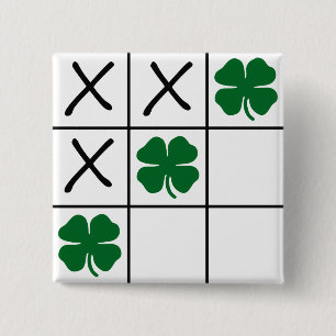 Bóton Quadrado 5.08cm Tic Tac Toe Shamrock