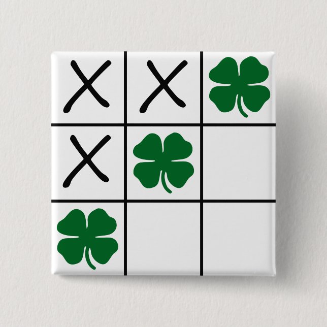 Bóton Quadrado 5.08cm Tic Tac Toe Shamrock (Frente)