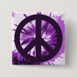 Bóton Quadrado 5.08cm Tie-Dye Roxo com Símbolo de Paz