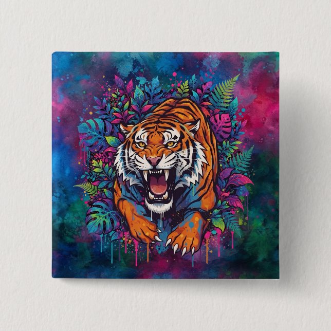 Bóton Quadrado 5.08cm Tigre (Frente)