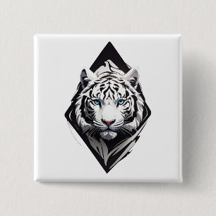 Bóton Quadrado 5.08cm Tigre Branco