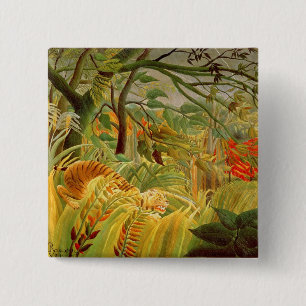 Bóton Quadrado 5.08cm Tigre em uma tempestade tropical 1891