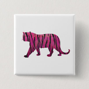 Bóton Quadrado 5.08cm Tigre Preto e Rosa Quente da Silhueta