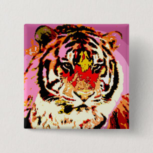 Bóton Quadrado 5.08cm Tigre Siberiano