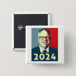 Bóton Quadrado 5.08cm Tim Walz 2024