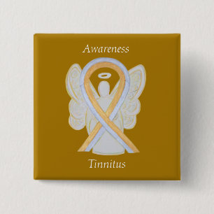 Bóton Quadrado 5.08cm Tinnitus Dourado/Pino anjo de fita de sensibilizaç